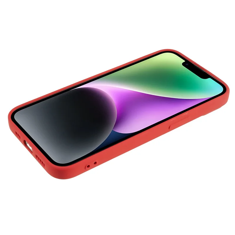 Fiber Lining Shell for iPhone 15 Candy Color Anti-Drop TPU Phone Case Rubberized Phone Cover - Red
