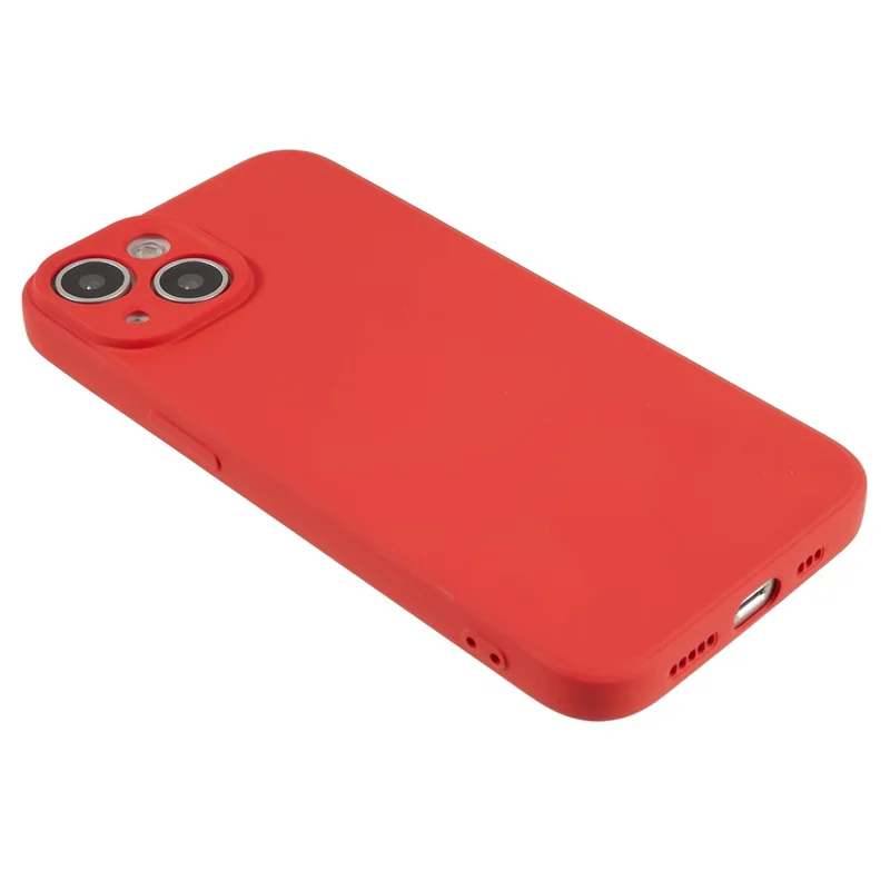 Fiber Lining Shell for iPhone 15 Candy Color Anti-Drop TPU Phone Case Rubberized Phone Cover - Red