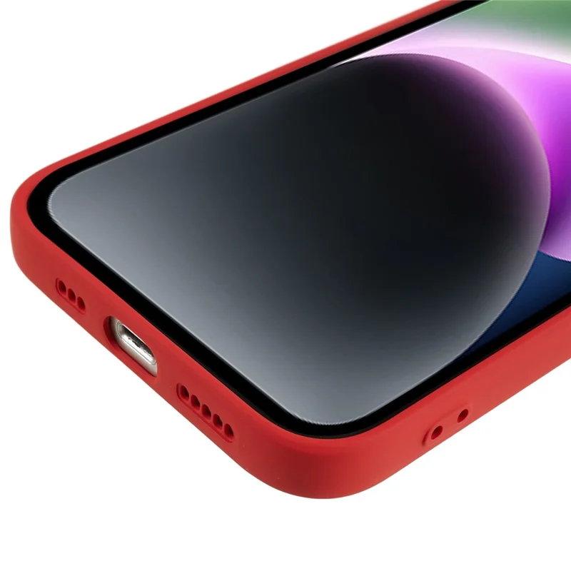 Fiber Lining Shell for iPhone 15 Candy Color Anti-Drop TPU Phone Case Rubberized Phone Cover - Red