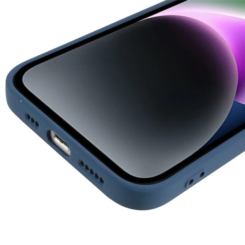 Fiber Lining Shell for iPhone 15 Candy Color Anti-Drop TPU Phone Case Rubberized Phone Cover - Sapphire