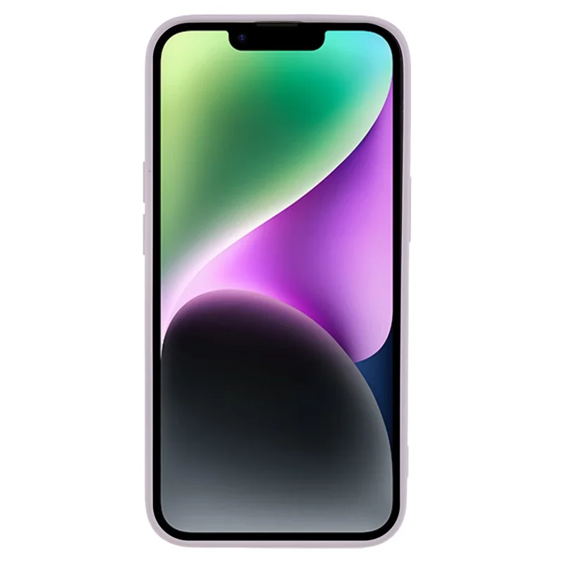 غطاء ببطانة ألياف لهاتف iPhone 15، لون حلوى مقاوم للسقوط، غطاء هاتف من مادة TPU مطاطي - أرجواني