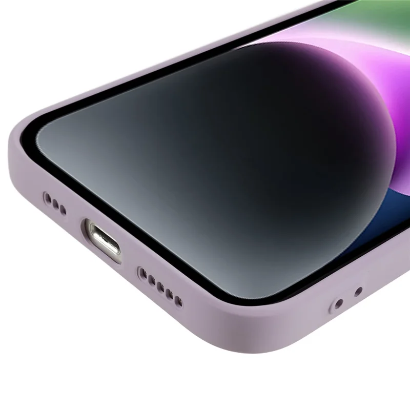 غطاء ببطانة ألياف لهاتف iPhone 15، لون حلوى مقاوم للسقوط، غطاء هاتف من مادة TPU مطاطي - أرجواني
