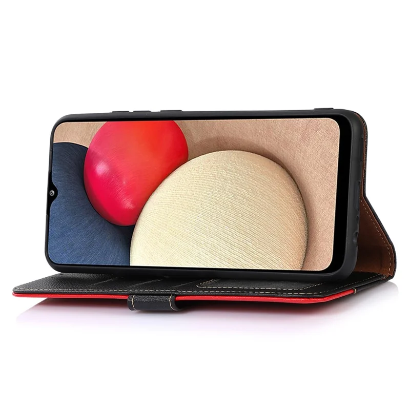 KHAZNEH PU Leather Case voor iPhone 15 Pro Max, RFID-blockerende standaard portemonnee litchi-structuur telefoonhoes - Zwart