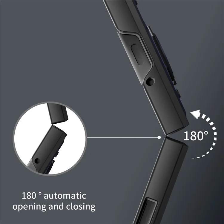 Funda para teléfono con soporte de Kickstand para Samsung Galaxy Z Flip5 5G, Funda de teléfono con soporte magnético para coche de PC+TPU - Negro