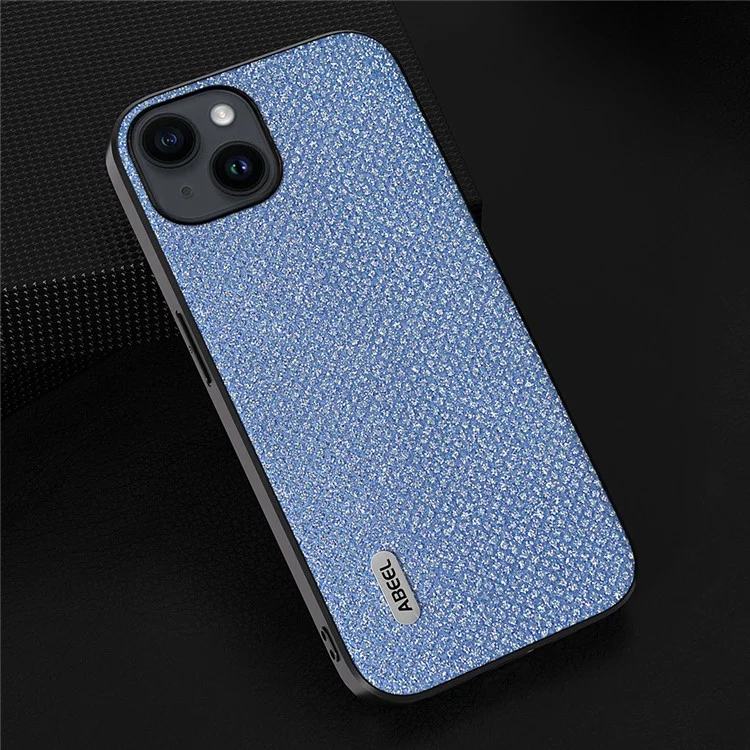 ABEEL For iPhone 15 Glitter Rhinestone Texture Cover PU Leather+PC+TPU Shockproof Phone Case - Blue