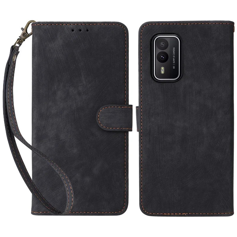 Voor Nokia XR21 RFID-blokkerende telefoonhoes portemonnee standaard shell stootvaste lederen hoes - Zwart