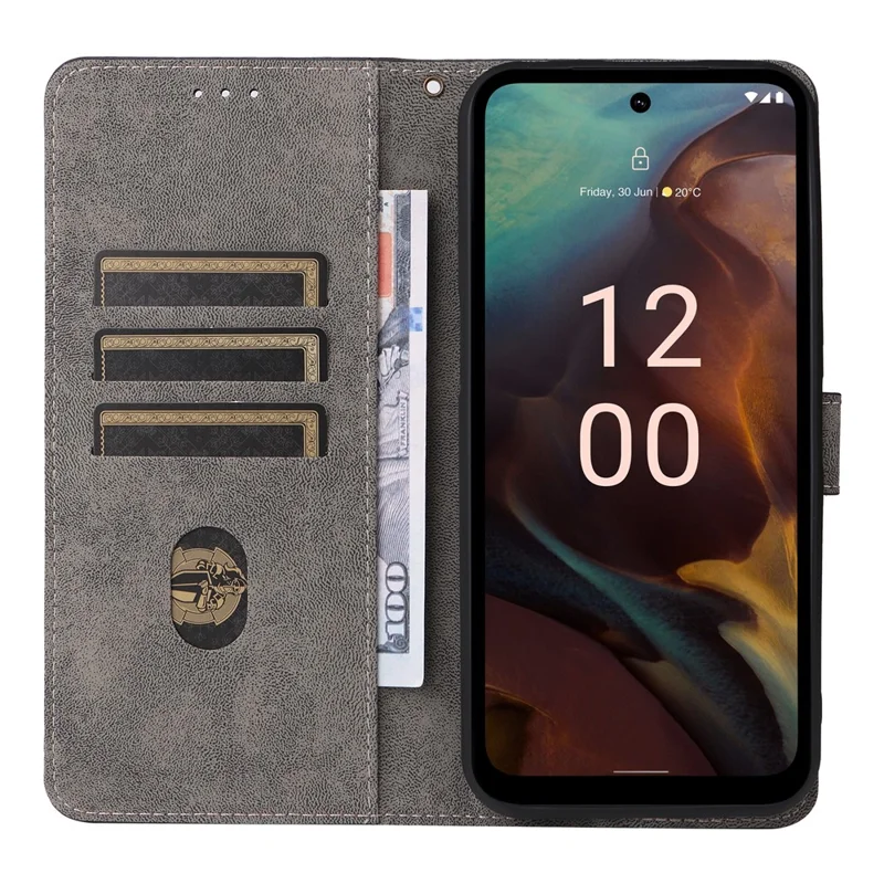 Voor Nokia XR21 RFID-blokkerende telefoonhoes portemonnee standaard shell stootvaste lederen hoes - Zwart