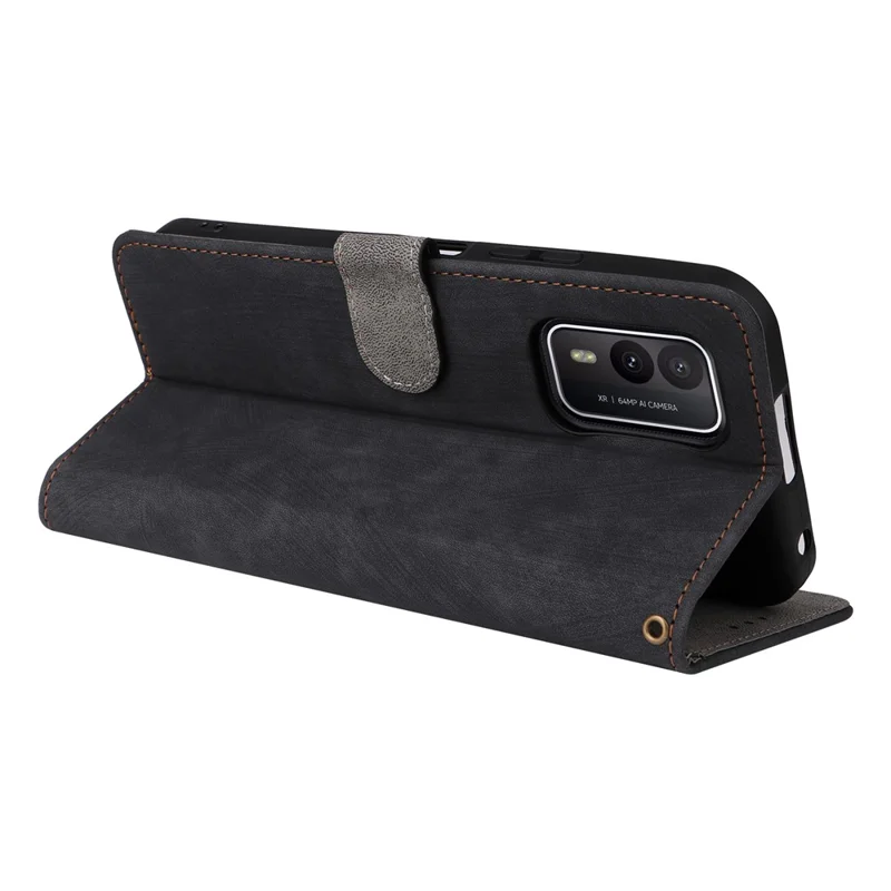 Voor Nokia XR21 RFID-blokkerende telefoonhoes portemonnee standaard shell stootvaste lederen hoes - Zwart