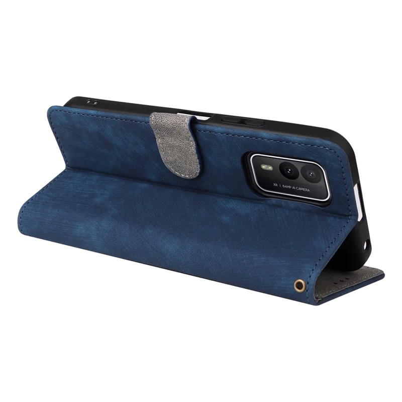 Per Nokia XR21 RFID Blocking Phone Cover Wallet Stand Shell Shockproof Leather Case - Blue