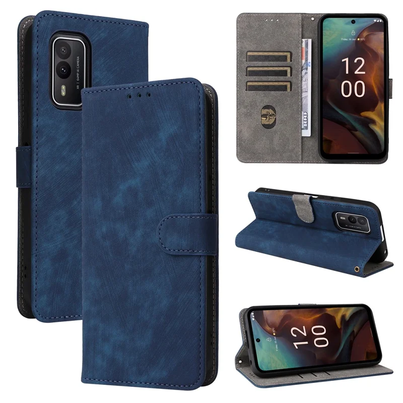 Per Nokia XR21 RFID Blocking Phone Cover Wallet Stand Shell Shockproof Leather Case - Blue