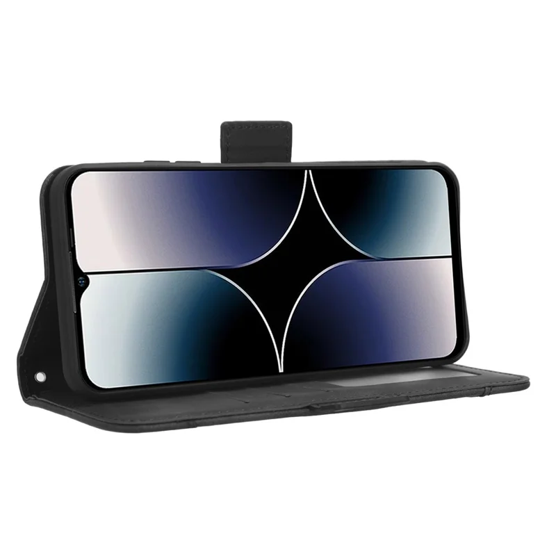 For Ulefone Note 16 Pro PU Leather Case Phone Wallet Multiple Card Slots Stand Cover - Black