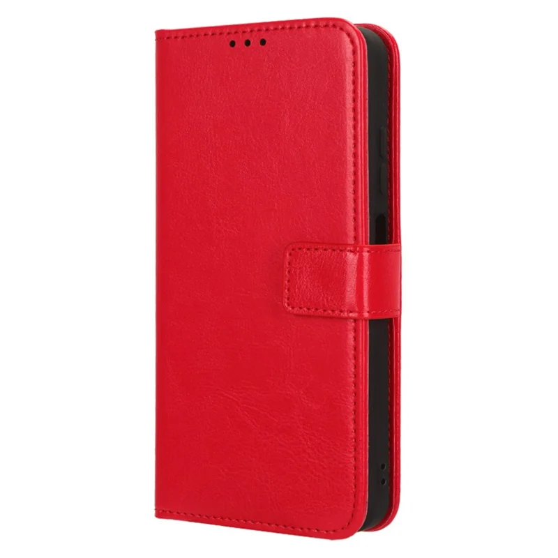 For Ulefone Note 16 Pro Folio Flip Phone Case Crazy Horse Texture PU Leather Stand Wallet Cover - Red