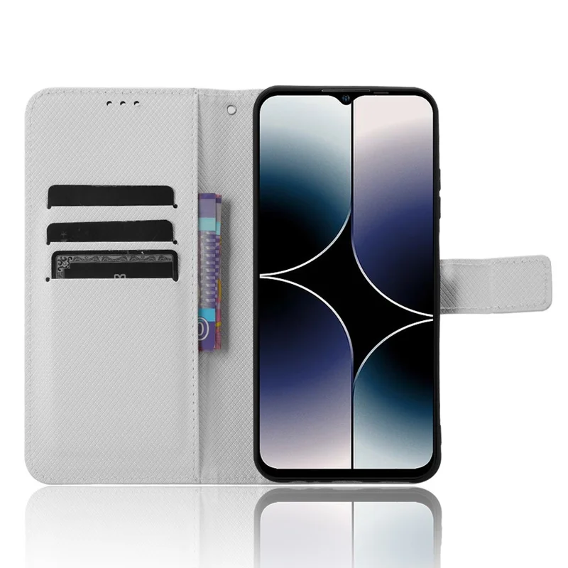 For Ulefone Note 16 Pro PU Leather Wallet Phone Case Stand Cover Diamond Texture Shell - White