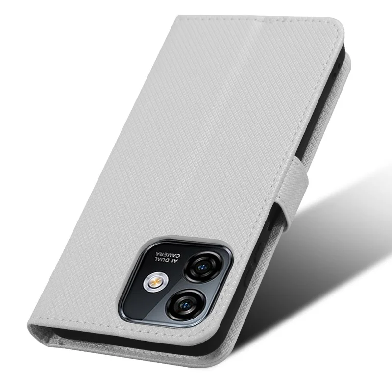 For Ulefone Note 16 Pro PU Leather Wallet Phone Case Stand Cover Diamond Texture Shell - White