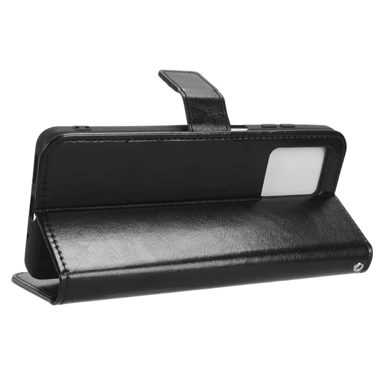 For Blackview Oscal C30 / C30 Pro Foldable Stand Phone Case Crazy Horse Texture PU Leather Wallet Cover - Black