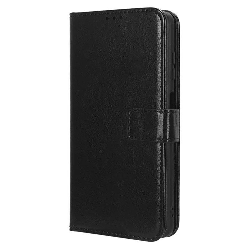 For Blackview Oscal C30 / C30 Pro Foldable Stand Phone Case Crazy Horse Texture PU Leather Wallet Cover - Black