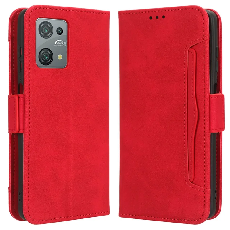 For Blackview Oscal C30 / Oscal C30 Pro Multiple Card Slots PU Leather Case Wallet Phone Stand Cover - Red