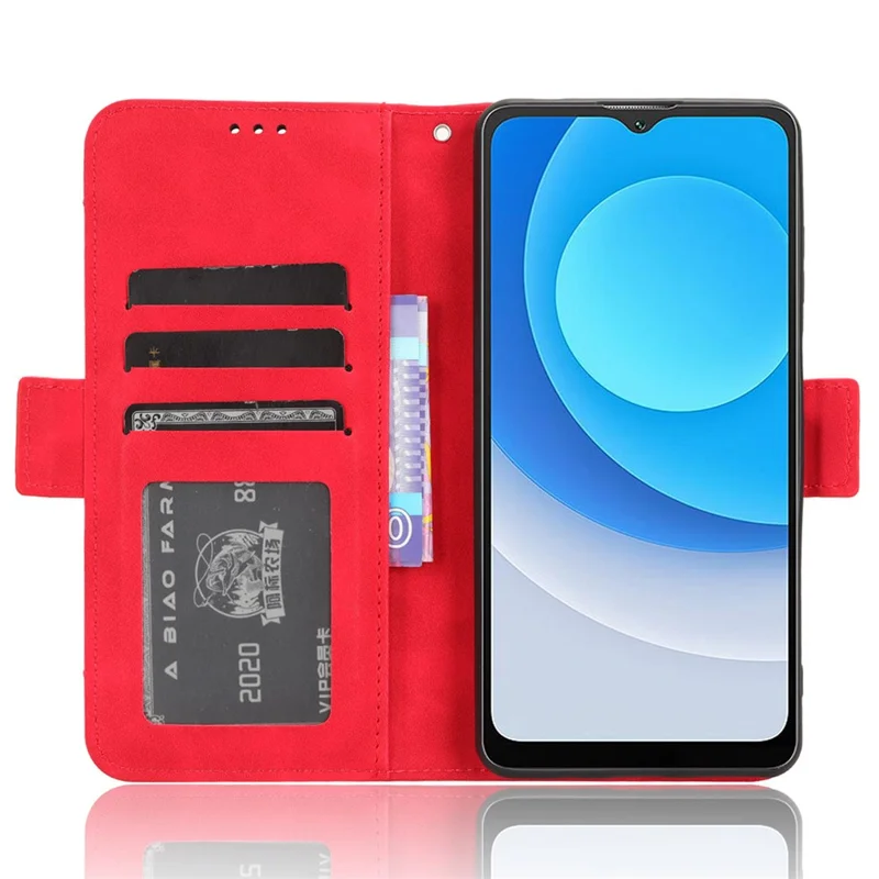 For Blackview Oscal C30 / Oscal C30 Pro Multiple Card Slots PU Leather Case Wallet Phone Stand Cover - Red