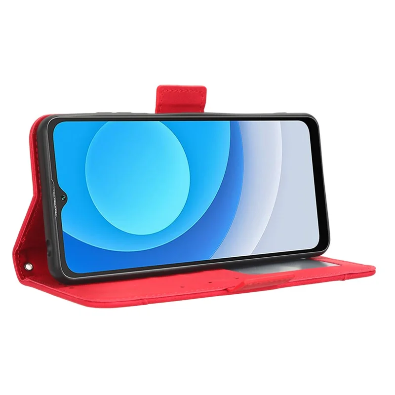 For Blackview Oscal C30 / Oscal C30 Pro Multiple Card Slots PU Leather Case Wallet Phone Stand Cover - Red