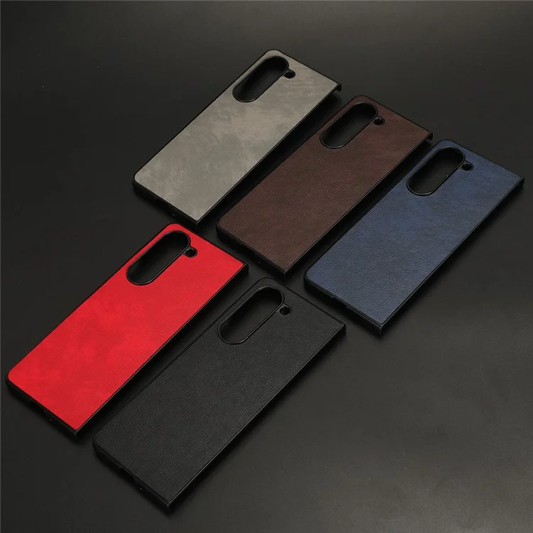Para Samsung Galaxy Z Fold5 5G Funda de teléfono de cuero PU + PC Anticaída Textura de Litchi Cubierta - Negro