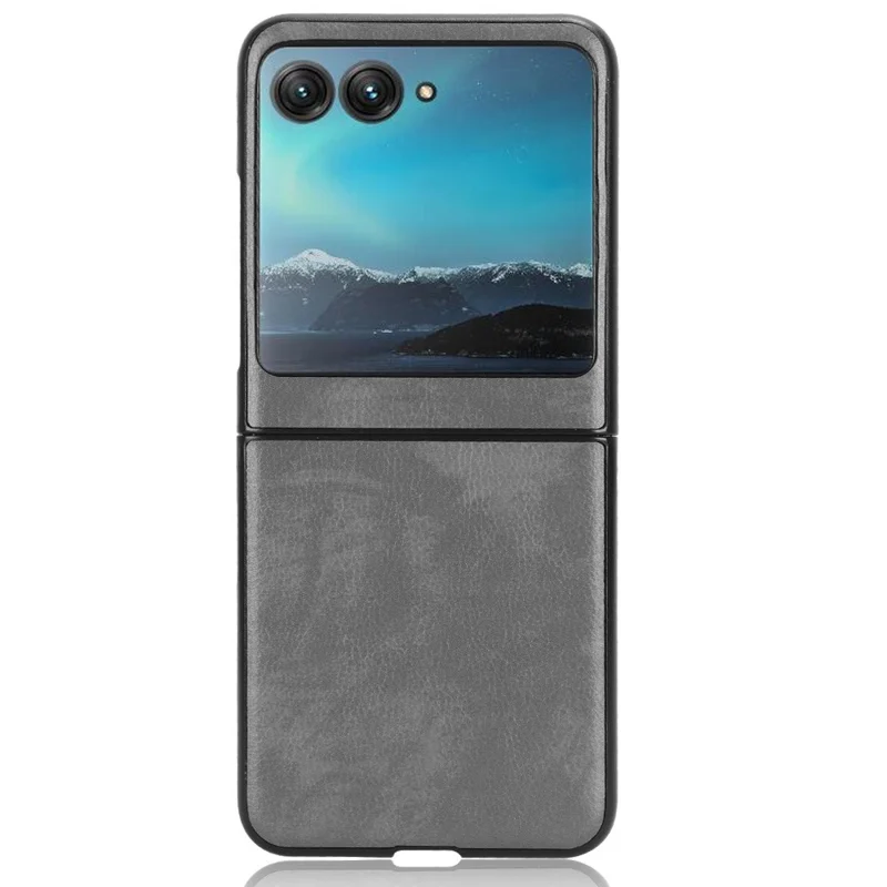 For Motorola Razr 40 Ultra 5G Protective Phone Case PU Leather Coated PC Litchi Texture Cover - Grey