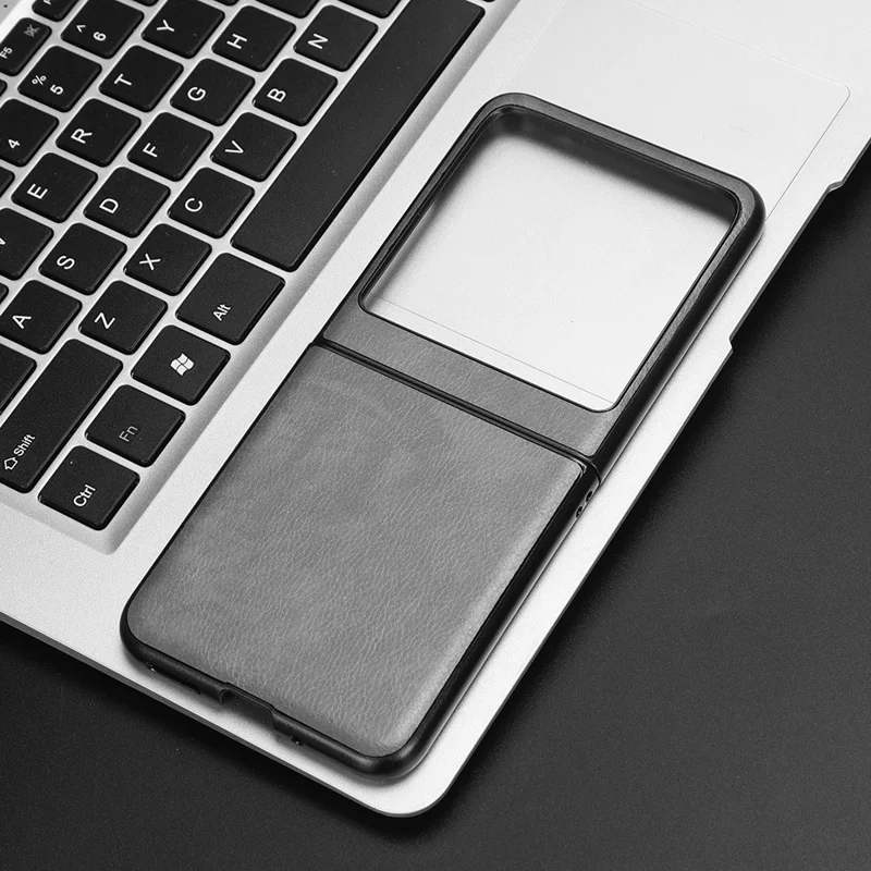 For Motorola Razr 40 Ultra 5G Protective Phone Case PU Leather Coated PC Litchi Texture Cover - Grey