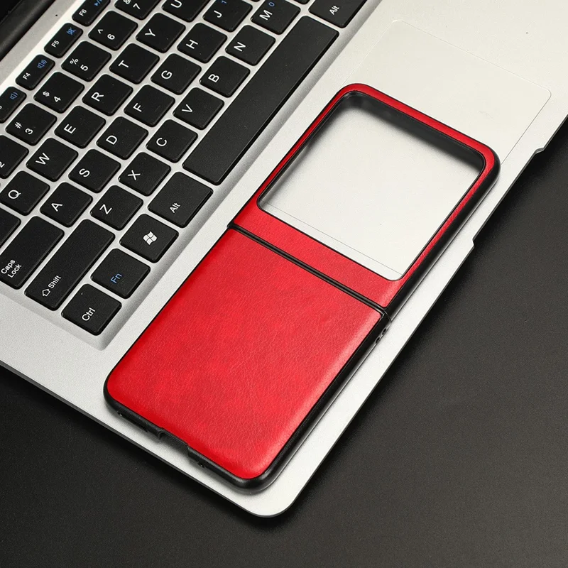 Für Motorola Razr 40 Ultra 5G Schutzhülle aus PU-Leder mit PC-Beschichtung, Litchimuster - Rot