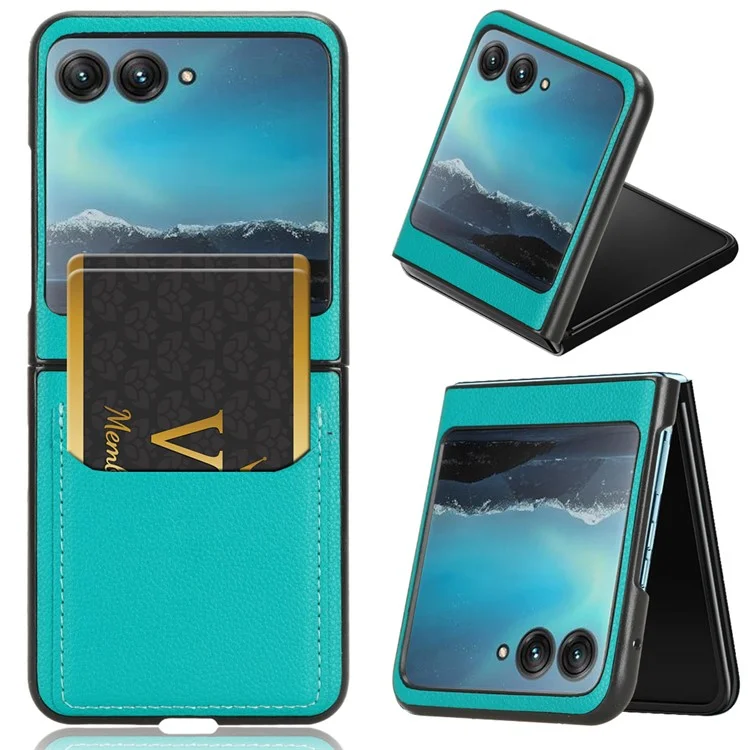 Per Motorola Razr 40 Ultra 5G PU Leather+PC Card Slot Case Litchi Texture Phone Cover - Verde