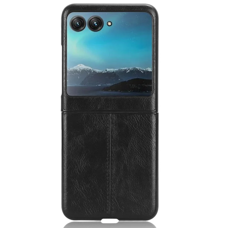 Para Motorola Razr 40 Ultra 5G PU Leather + Hard PC Shell Stitching Lines Ultra Thin Phone Cover - Negro