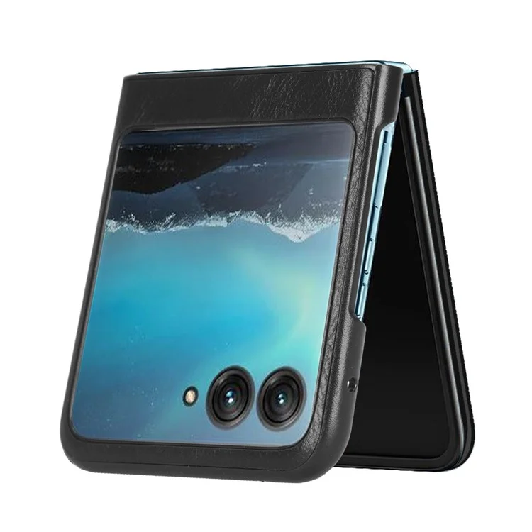Para Motorola Razr 40 Ultra 5G PU Leather + Hard PC Shell Stitching Lines Ultra Thin Phone Cover - Negro