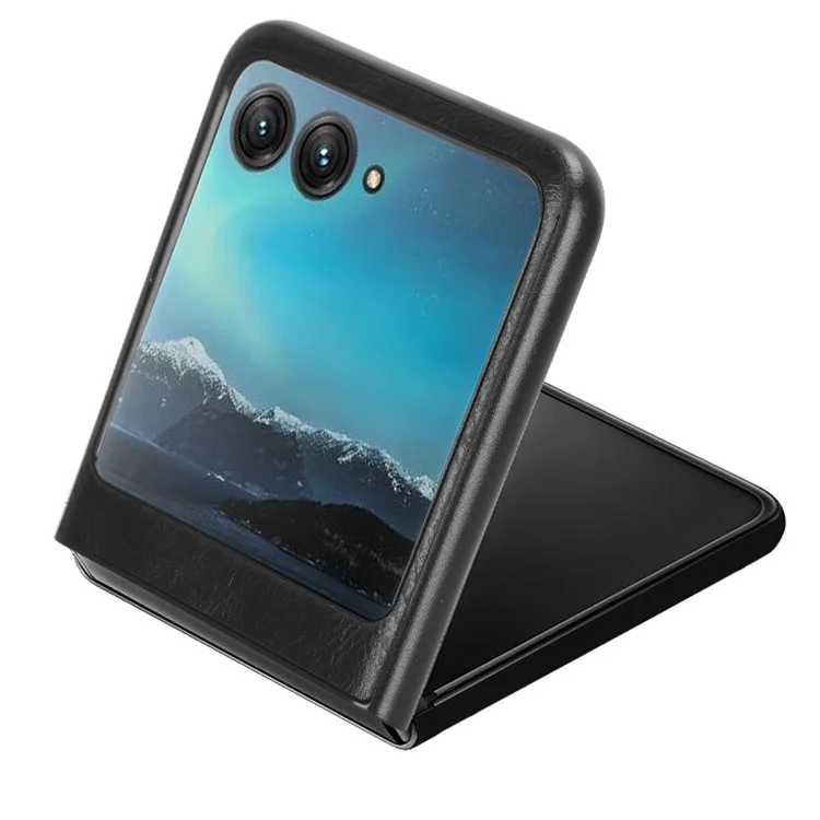 Para Motorola Razr 40 Ultra 5G PU Leather + Hard PC Shell Stitching Lines Ultra Thin Phone Cover - Negro