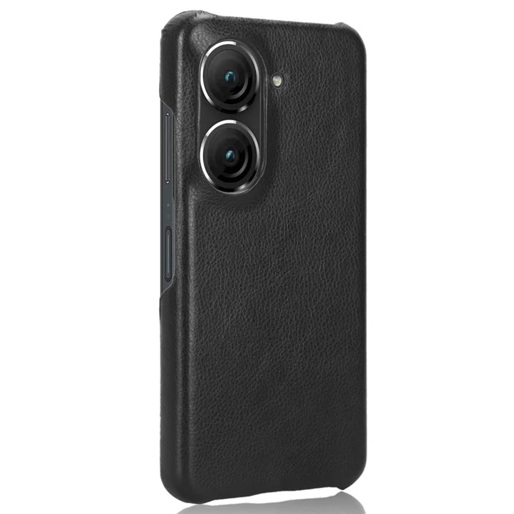 Pour Asus Zenfone 9 5G Litchi Texture Étui de téléphone en cuir PU + Étui de protection en TPU - Noir