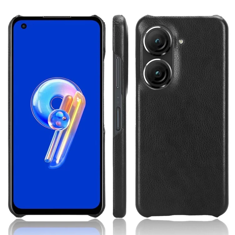 Pour Asus Zenfone 9 5G Litchi Texture Étui de téléphone en cuir PU + Étui de protection en TPU - Noir