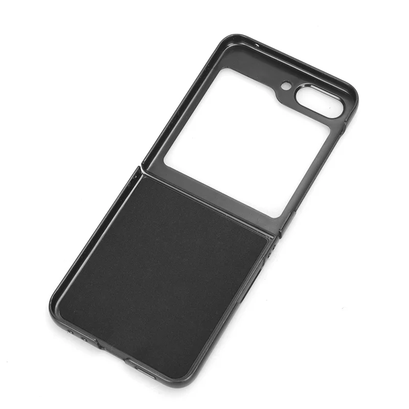 For Samsung Galaxy Z Flip5 5G PU Leather + Hard PC Phone Case Stitching Lines Shockproof Cover - Black