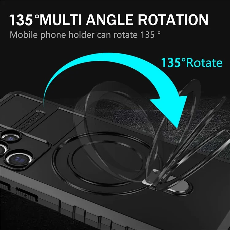 Per Samsung Galaxy S22 Ultra 5G PC+TPU Custodia antiurto Case Magnetico Custodia con supporto ad anello - Nero