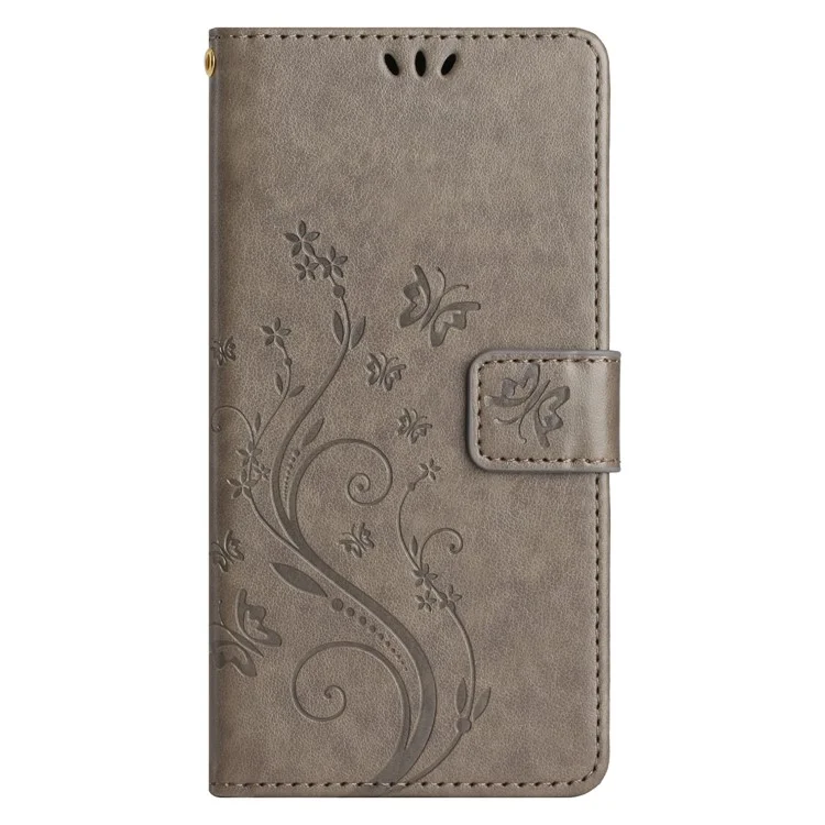 For Samsung Galaxy M54 5G / F54 5G Phone Case Imprinted Butterflies PU Leather Wallet Cover Stand with Strap - Grey