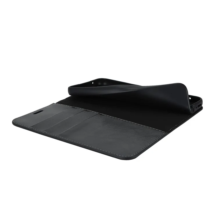 Stand Wallet für Samsung Galaxy A54 5G Crazy Horse-Textur Echtes Rindsleder-Telefon-Hülle - Schwarz
