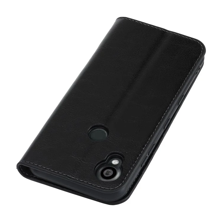 Pour Kyocera Digno SX3 KYG02 Étui de téléphone Texture Crazy Horse Véritable cuir de vache Stand Portefeuille Anti-chute Couverture - Noir