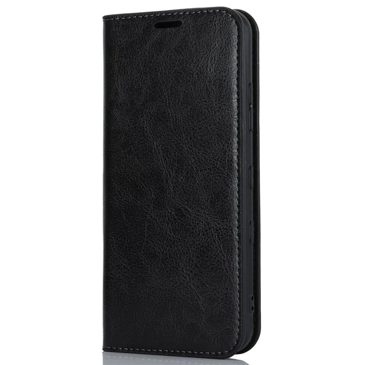 Pour Kyocera Digno SX3 KYG02 Étui de téléphone Texture Crazy Horse Véritable cuir de vache Stand Portefeuille Anti-chute Couverture - Noir
