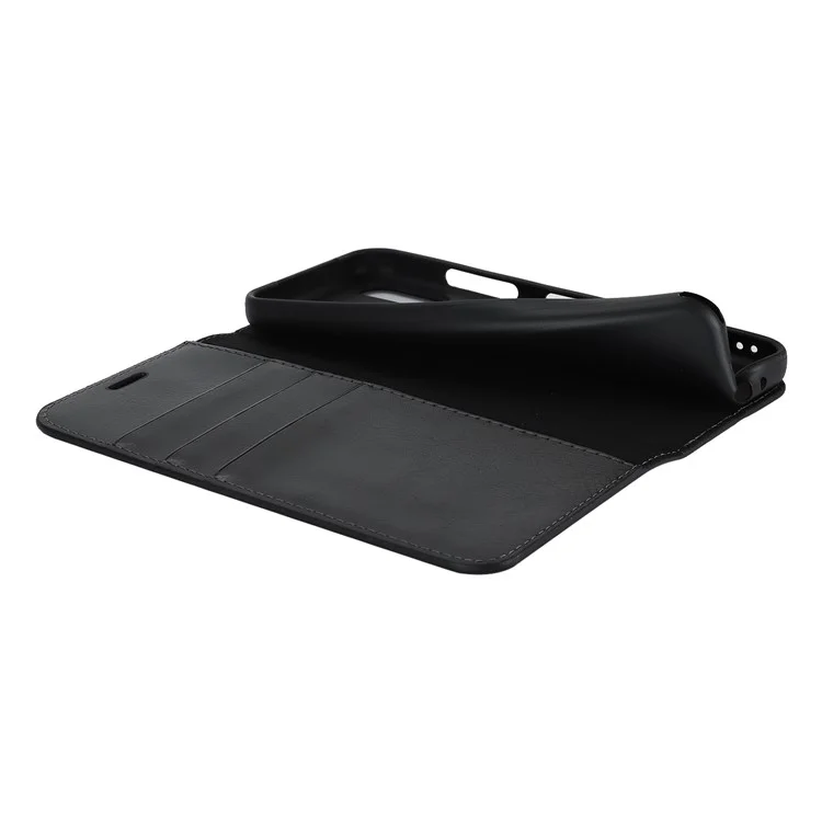 Für Kyocera Android One S10 / One S9 sturzsicheres Telefongehäuse Crazy Horse Struktur echtes Rindsleder Standfuß Brieftasche Abdeckung - Schwarz