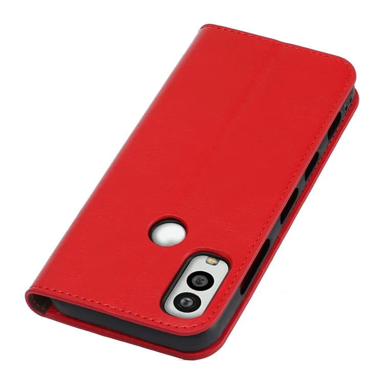 For Kyocera Android One S10 / One S9 Fall Proof Phone Case Crazy Horse Texture Genuine Cow Leather Stand Wallet Cover - Red