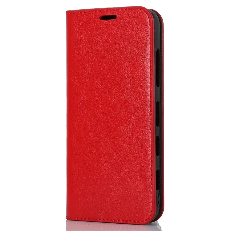 For Kyocera Android One S10 / One S9 Fall Proof Phone Case Crazy Horse Texture Genuine Cow Leather Stand Wallet Cover - Red
