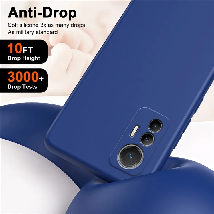 For Xiaomi 12 Lite 5G Rubberized TPU Phone Case Fiber Lining 2.2mm Thickness Phone Cover - Blue