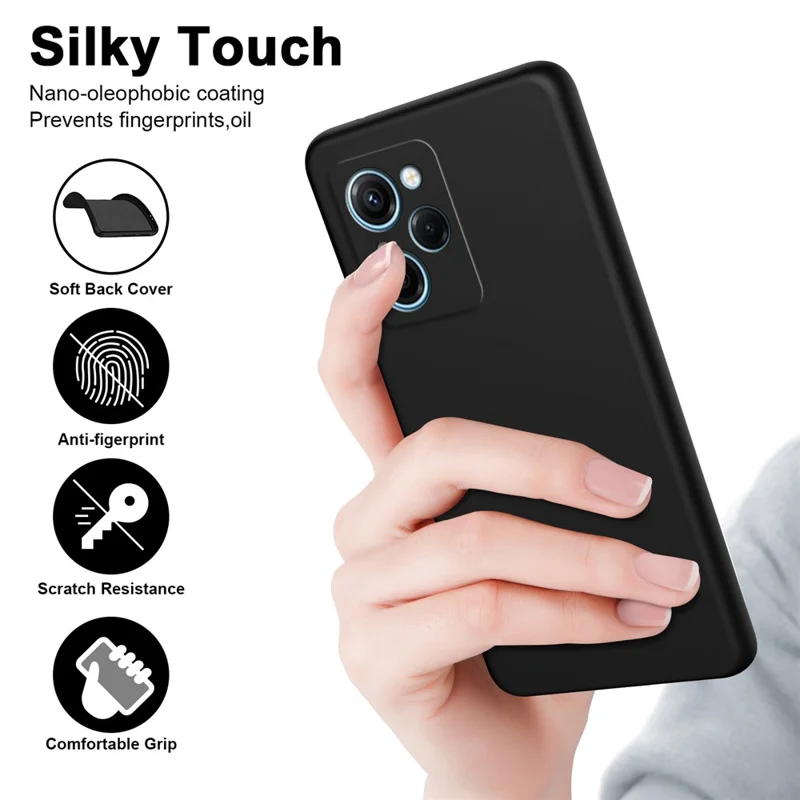 For Xiaomi Redmi Note 12 Pro Speed 5G / Poco X5 Pro 5G 2.2mm Rubberized TPU Case Fiber Lining Phone Cover - Black