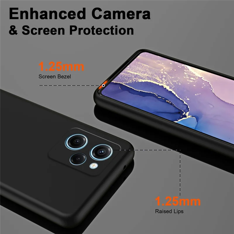 For Xiaomi Redmi Note 12 Pro Speed 5G / Poco X5 Pro 5G 2.2mm Rubberized TPU Case Fiber Lining Phone Cover - Black