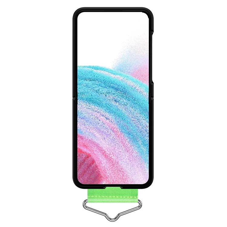Жесткий ПК-чехол для телефона Samsung Galaxy Z Flip5 5G с защитным чехлом и держателем в форме буквы B - Черный+Зеленый