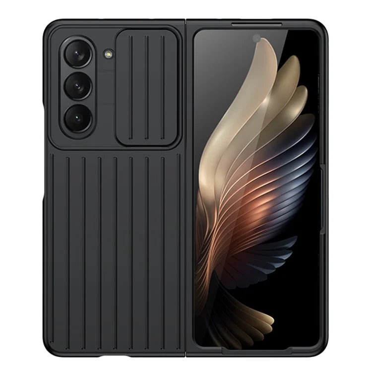 Für Samsung Galaxy Z Fold5 5G Hartplastik-Handyhülle Anti-Kratzer Ultradünn Cover mit Kameraschiebeabdeckung - Schwarz