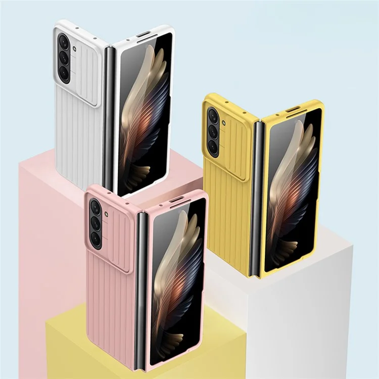 Für Samsung Galaxy Z Fold5 5G Hartplastik-Handyhülle Anti-Kratzer Ultradünn Cover mit Kameraschiebeabdeckung - Schwarz