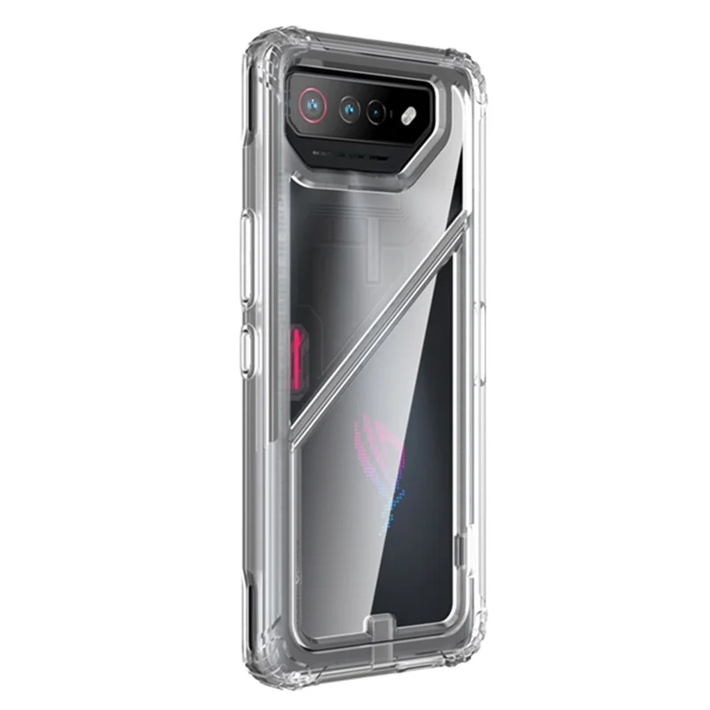 For Asus ROG Phone 7 5G / Phone 7 Pro TPU+PC Clear Case Magnetic Back Panel Kickstand Phone Cover - Translucent