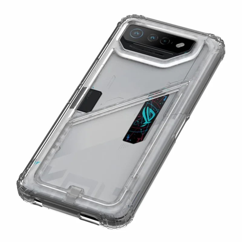 For Asus ROG Phone 7 5G / Phone 7 Pro TPU+PC Clear Case Magnetic Back Panel Kickstand Phone Cover - Translucent